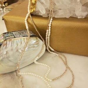 Pearl and Australian crystal double wrap necklace